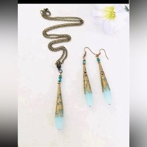 Victorian style sea foam sea glass necklace set mother gift